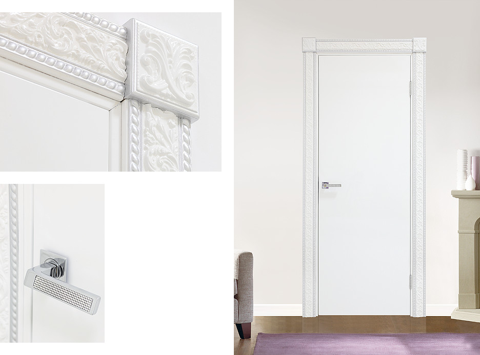 Современная белая глянцевая дверь "Модерн" в интерьере